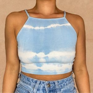 ZARA Sky Blue Tie Dye Crop Top